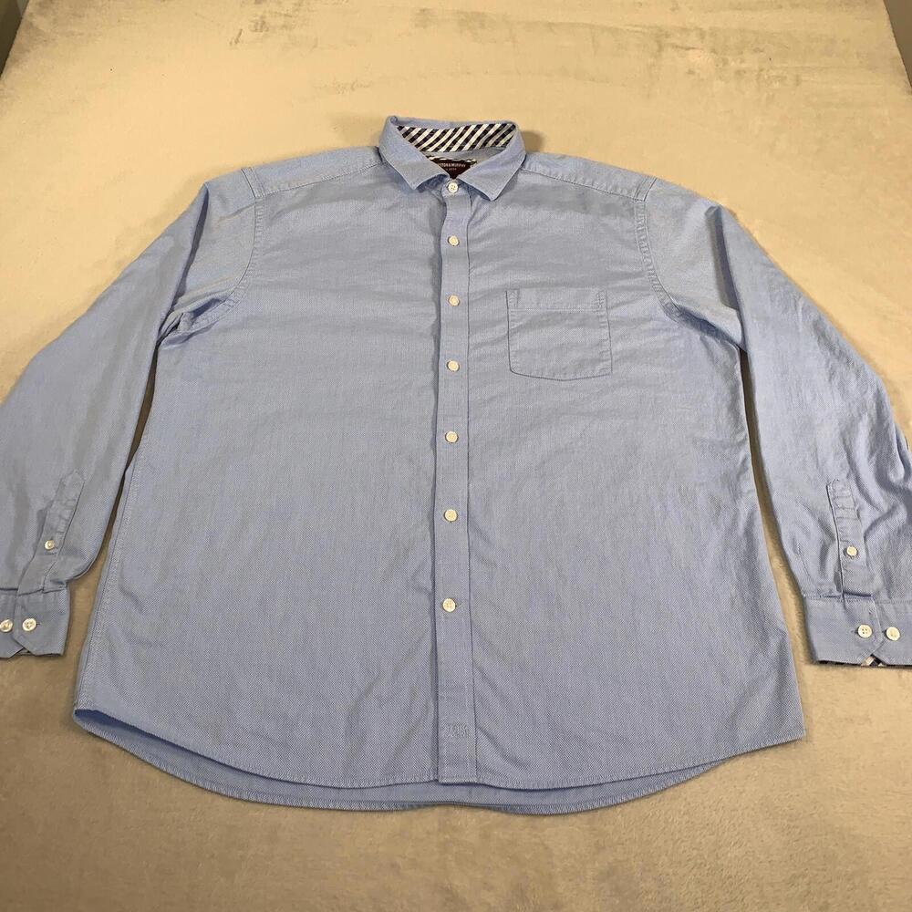 Mizzen+Main Regular Fit Monaco Dress Shirt Men's Size XL Blue Polka Dot Print